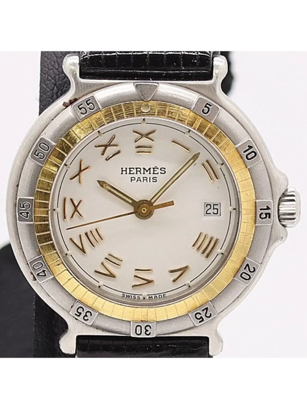 Hermes Captain Nemo Quartz Date White Dial Watch